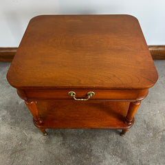 Hadleigh Nightstand with Drawer, Lower Shelf, Brass Pull