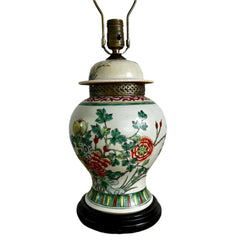 Ceramic Table Lamp, Ginger Jar, Asian, Floral