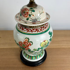 Ceramic Table Lamp, Ginger Jar, Asian, Floral
