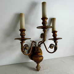 Fine Art Lamps Wall Sconce, Three Candle Light, Gilt, Ornate
