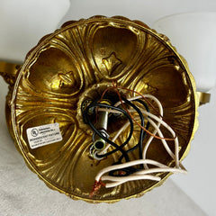 Minka Wall Sconce Light, Three Shades, Brass, Ornate