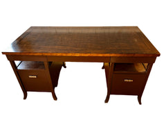 Desk with 2 Deep Drawers, open storage, sm center drawer