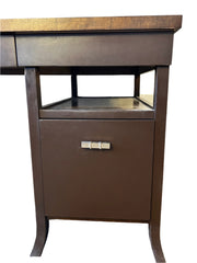 Desk with 2 Deep Drawers, open storage, sm center drawer