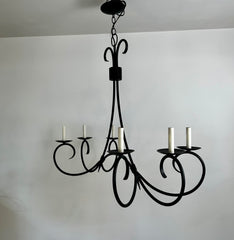 Currey & Company Chandelier, Black, Six Arm, Rectangular Shape