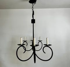 Currey & Company Chandelier, Black, Six Arm, Rectangular Shape