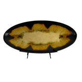 Flat Oval Drip Glaze Platter with Stand