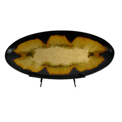 Flat Oval Drip Glaze Platter with Stand