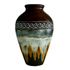 Ceramic Vase, Tall, Oval with Drip Glaze