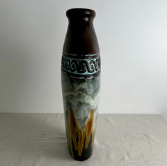 Ceramic Vase, Tall, Oval with Drip Glaze