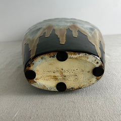 Ceramic Vase, Tall, Oval with Drip Glaze