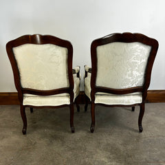 Henredon Ivory Upholstered Chairs, French Style, Pair