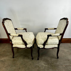 Henredon Ivory Upholstered Chairs, French Style, Pair