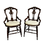 Pair of Parlor Chairs, Accent Chairs, Vintage, Ivory, Brown