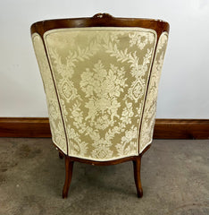 Ivory Brocade Armchair, Accent Chair with Footstool