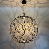 Uttermost Chandelier, Spherical with Crystals, Black Metal Frame, Large, sku: 033936