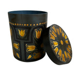 Hand Painted Wood Wedding Box, Blue with Yellow Tulips, Made in Germany