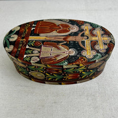 Hand Painted Wood Box with Lid, German