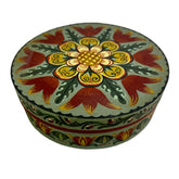 Hand Painted Round Wood Box with Lid, Germany