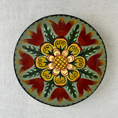 Hand Painted Round Wood Box with Lid, Germany