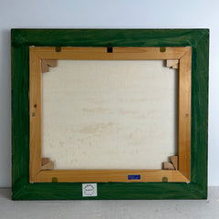 Original Art, Purple Bouquet, Copper Pot, Yellow Background, Framed