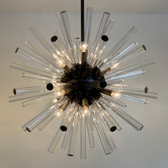 RH Restoration Hardware Starburst Chandelier, Gun Metal Finish, Acrylic Rods, Sku 033994