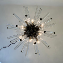 RH Restoration Hardware Starburst Chandelier, Gun Metal Finish, Acrylic Rods, Sku 033994
