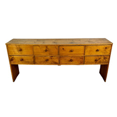 Console Table, or Wall Cabinet, Pinewood German, Eight-Drawer, Rustic, sku: 032360
