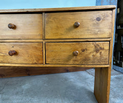 Console Table, or Wall Cabinet, Pinewood German, Eight-Drawer, Rustic, sku: 032360