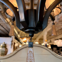 Fine Art Lamps Chandelier 6 Arms, Mica Shades, Bronze Colored Finish, Geometric Glass Baubles, Sku 034007