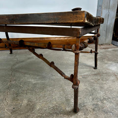 Rustic Coffee Table, Rectangle, Iron Railroad Spikes Legs, Plank Wood Top