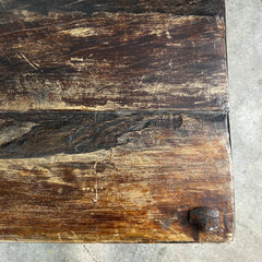 Rustic Coffee Table, Rectangle, Iron Railroad Spikes Legs, Plank Wood Top