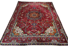 AMC Wool Area Rug, Pakistan, Red with Multi-Colored Accents, Traditional, sku: 032362
