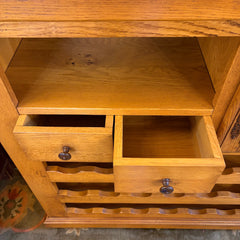 Wine Chest Made in Belgium, French Oak, 2 Drawers, Cabinet, Open Cubby, Sku 034003