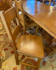 Dining Set, Table, 6 Chairs, Made in Belgium, French Oak, Trestle Base, 1 Leaf, Sku 034005