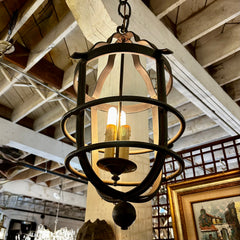 Iron Pendant Light, Rustic, Three Candle Sticks