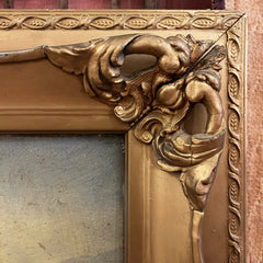 Original Art, Oil On Canvas, Cottage on Lake, Landscape, Vintage, Framed