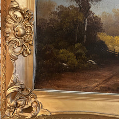 Original Art, Oil On Canvas, Cottage on Lake, Landscape, Vintage, Framed