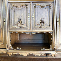 Antique Solid Hardwood Russian Hunter's Cabinet with Marble Serving Surface, Sku 034056