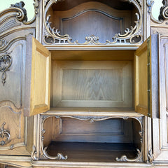 Antique Solid Hardwood Russian Hunter's Cabinet with Marble Serving Surface, Sku 034056