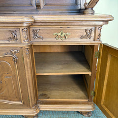 Antique Solid Hardwood Russian Hunter's Cabinet with Marble Serving Surface, Sku 034056