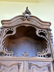 Antique Solid Hardwood Russian Hunter's Cabinet with Marble Serving Surface, Sku 034056