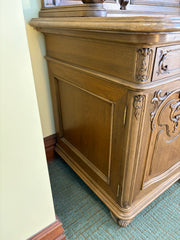 Antique Solid Hardwood Russian Hunter's Cabinet with Marble Serving Surface, Sku 034056