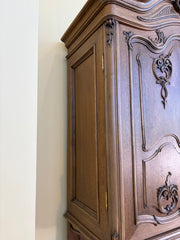 Antique Solid Hardwood Russian Hunter's Cabinet with Marble Serving Surface, Sku 034056