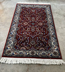 Rug, Wool, Oriental, Hand Knotted, Deep Red, Rectangle
