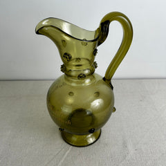 Green German Pitcher, Inscribed in German, Vintage