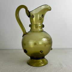 Green German Pitcher, Inscribed in German, Vintage