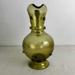 Green German Pitcher, Inscribed in German, Vintage