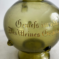 Green German Pitcher, Inscribed in German, Vintage