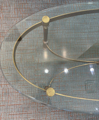 Brass Base Oval Cocktail Table, Bevelled Edge Glass Top, Sku 034065