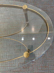 Brass Base Oval Cocktail Table, Bevelled Edge Glass Top, Sku 034065